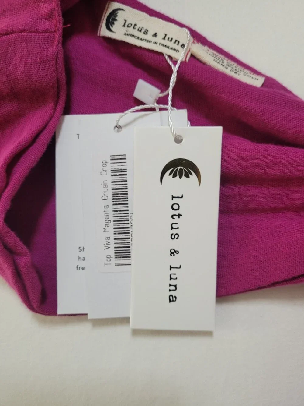 Lotus & Luna Cruisin Crop Top Viva Magenta Cotton Gauze Boho Top Large Coastal - Picture 6 of 9